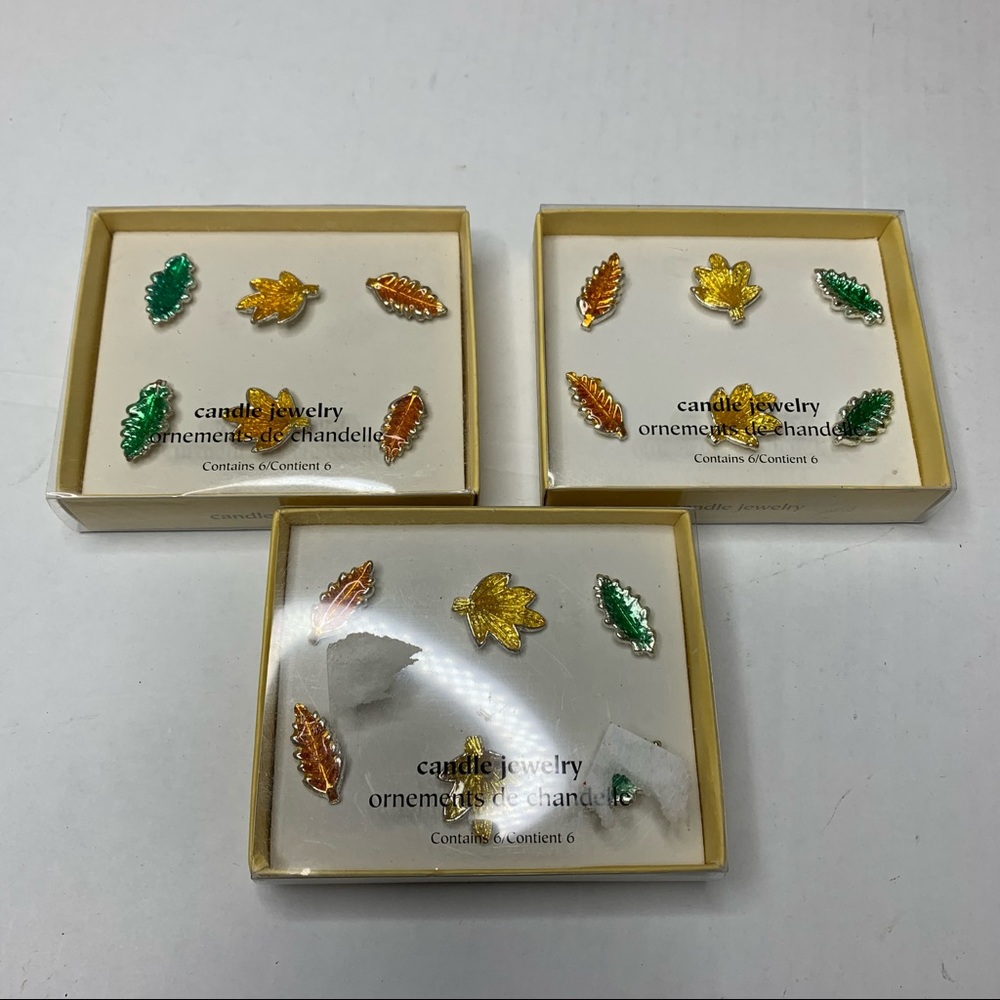 Lot Of (3) PIER 1 IMPORTS  Metal Autumn Leaves Candle Jewelry Pin NIB